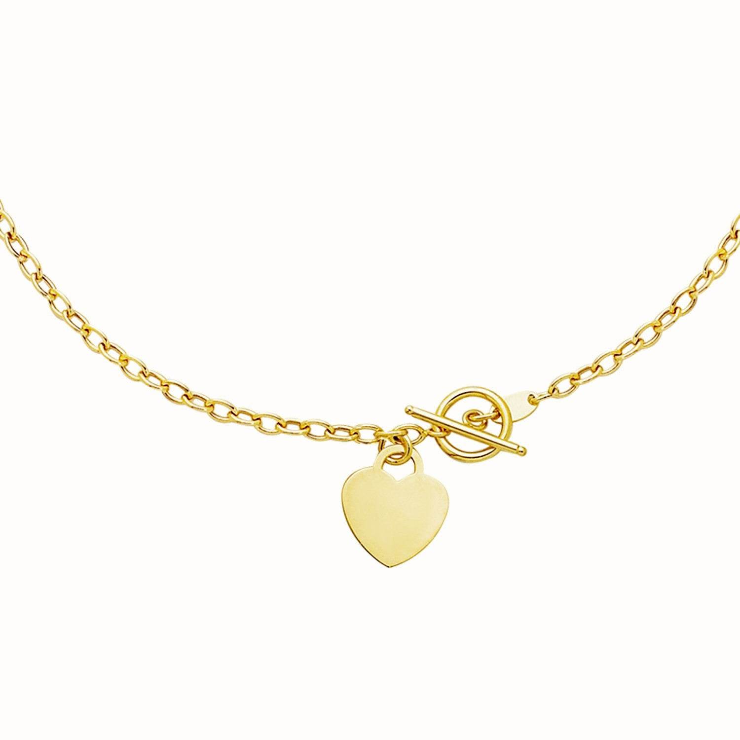 Toggle Bracelet with Heart Charm in 14k Yellow Gold (4.80 mm) - Sable Gold