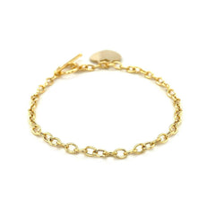 Toggle Bracelet with Heart Charm in 14k Yellow Gold (4.80 mm) - Sable Gold