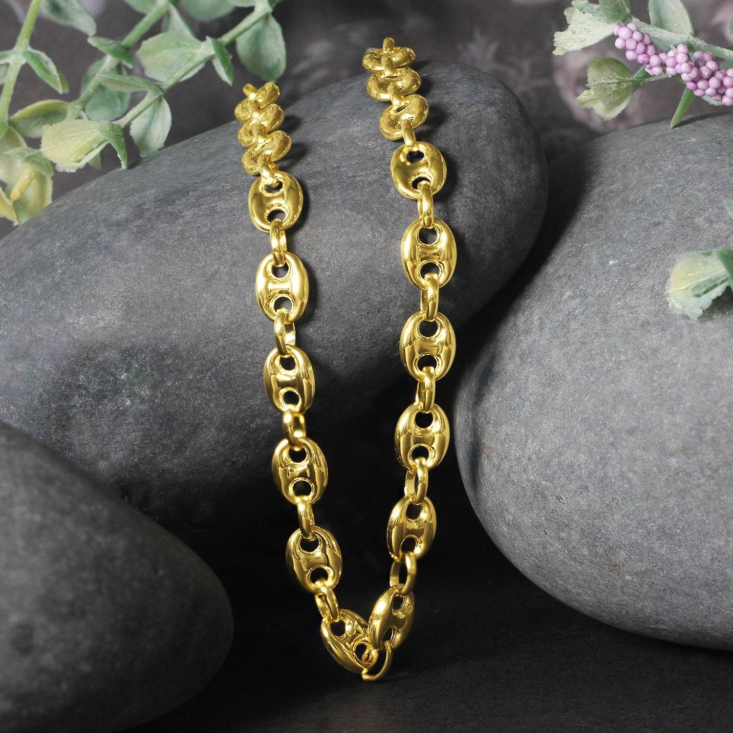 14k Yellow Gold Puffed Mariner Link Chain (6.80 mm) - Sable Gold