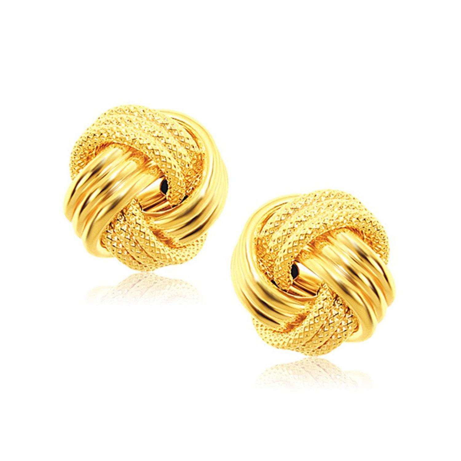 Interweaved Love Knot Stud Earrings in 14k Yellow Gold(12.7mm) - Sable Gold