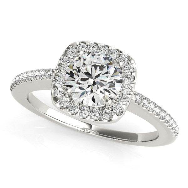 14k White Gold Pave Style Slim Shank Diamond Engagement Ring (1 1/8 cttw) - Sable Gold