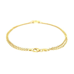 14k Yellow Gold Double Rolo Chain Anklet with an Open Heart Station - Sable Gold