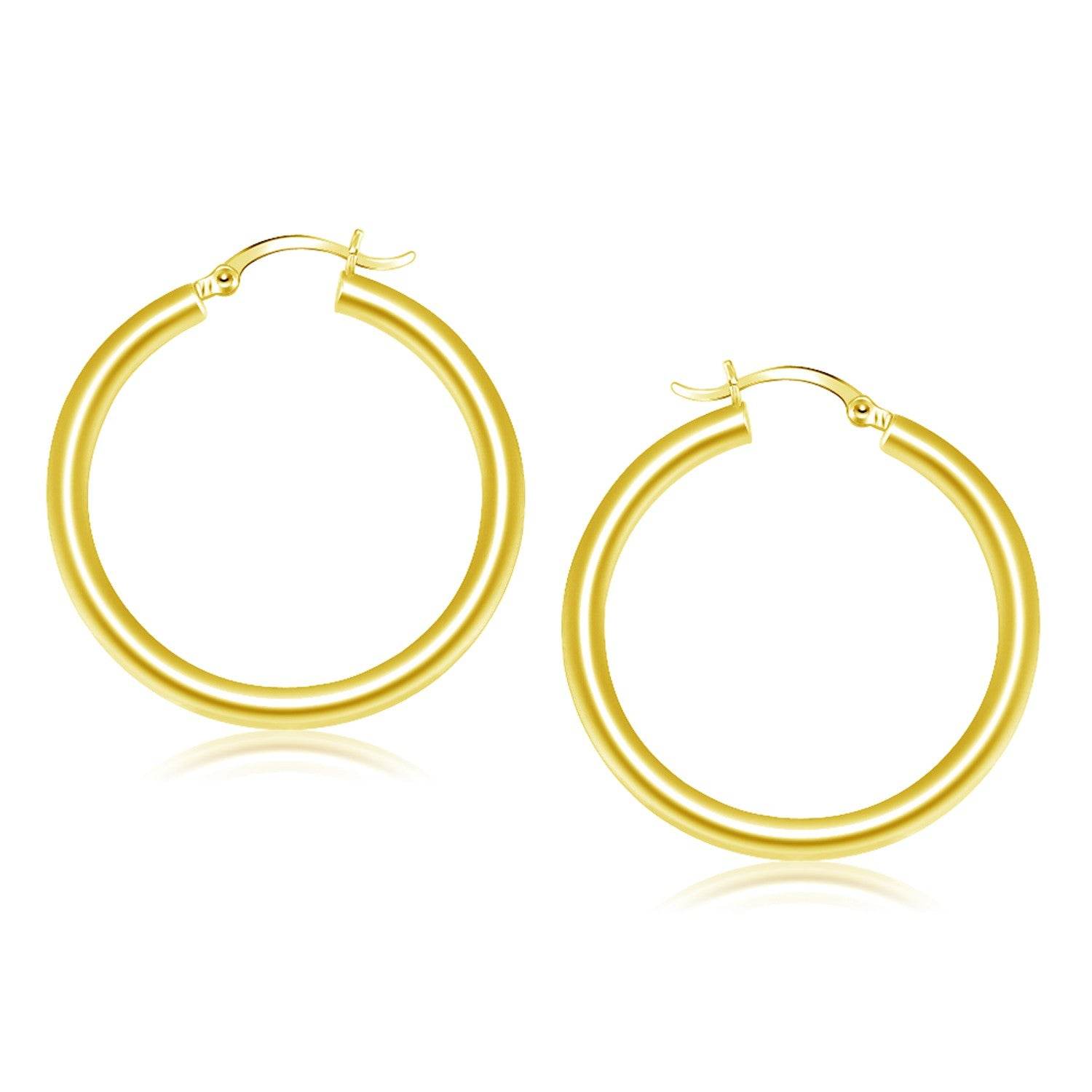 14k Yellow Gold Polished Hoop Earrings (4x40mm) - Sable Gold