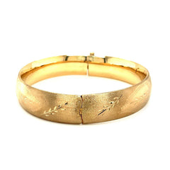 Classic Floral Carved Bangle in 14k Yellow Gold (13.50 mm) - Sable Gold