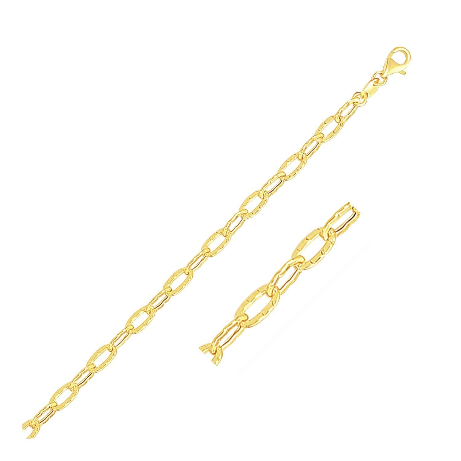 14k Yellow Gold Anklet with Flat Hammered Oval Links - Sable Gold