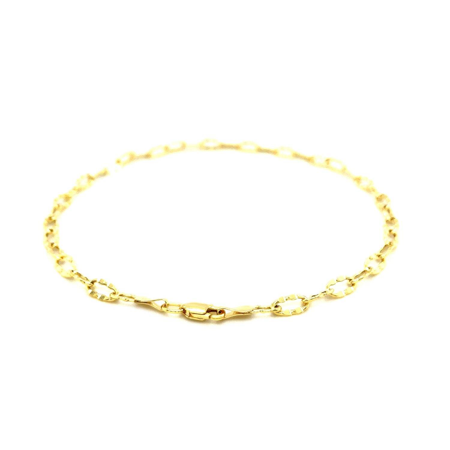 14k Yellow Gold Anklet with Flat Hammered Oval Links - Sable Gold