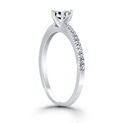 14k White Gold Engagement Ring with Pave Diamond Band - Sable Gold