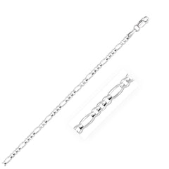 14k White Gold Solid Figaro Chain (2.60 mm) - Sable Gold