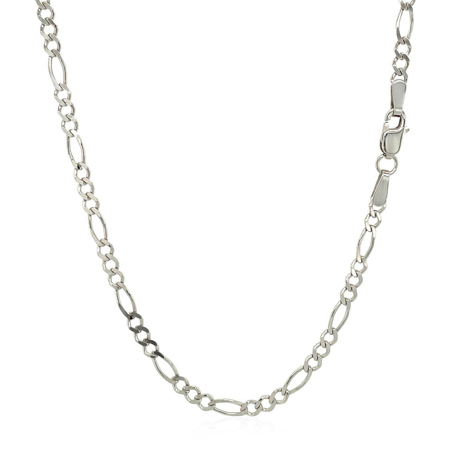 14k White Gold Solid Figaro Chain (2.60 mm) - Sable Gold