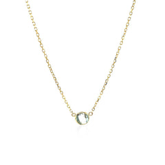 14k Yellow Gold 17 inch Necklace with Round Blue Topaz - Sable Gold