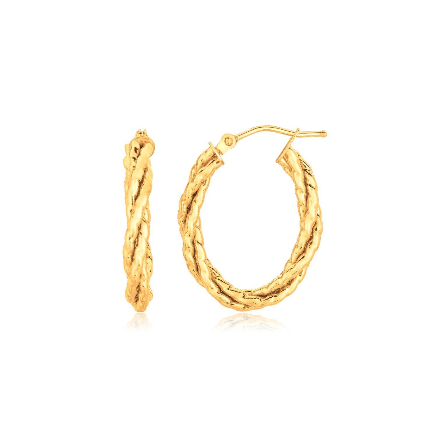 14k Yellow Gold Twisted Tube Oval Hoop Earrings - Sable Gold