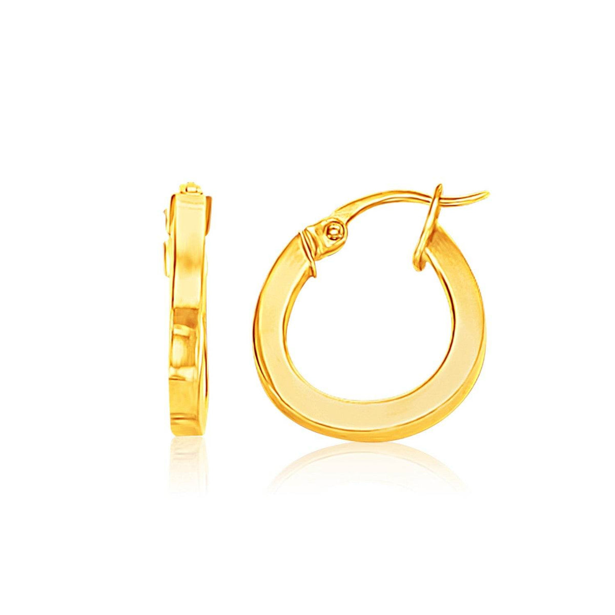 14k Yellow Gold Flat Side Small Hoop Earrings(3x10mm) - Sable Gold