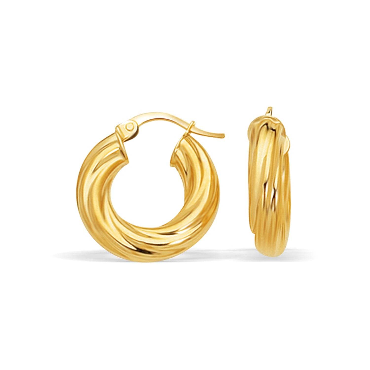 14k Yellow Gold Fancy Twist Hoop Earrings - Sable Gold