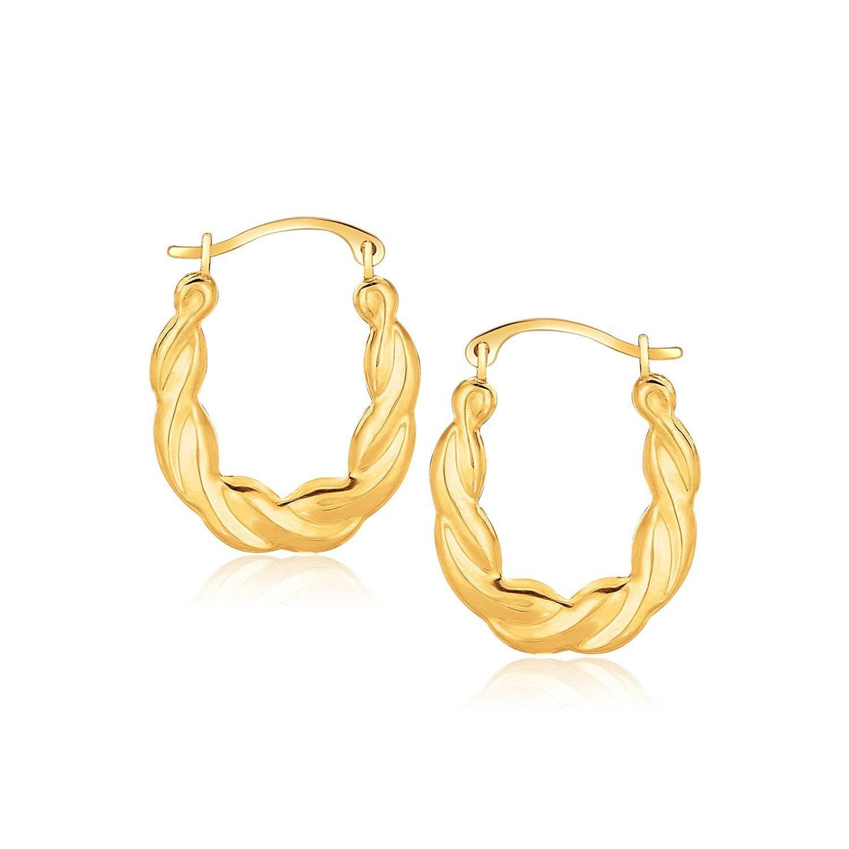 10k Yellow Gold Oval Twist Hoop Earrings - Sable Gold