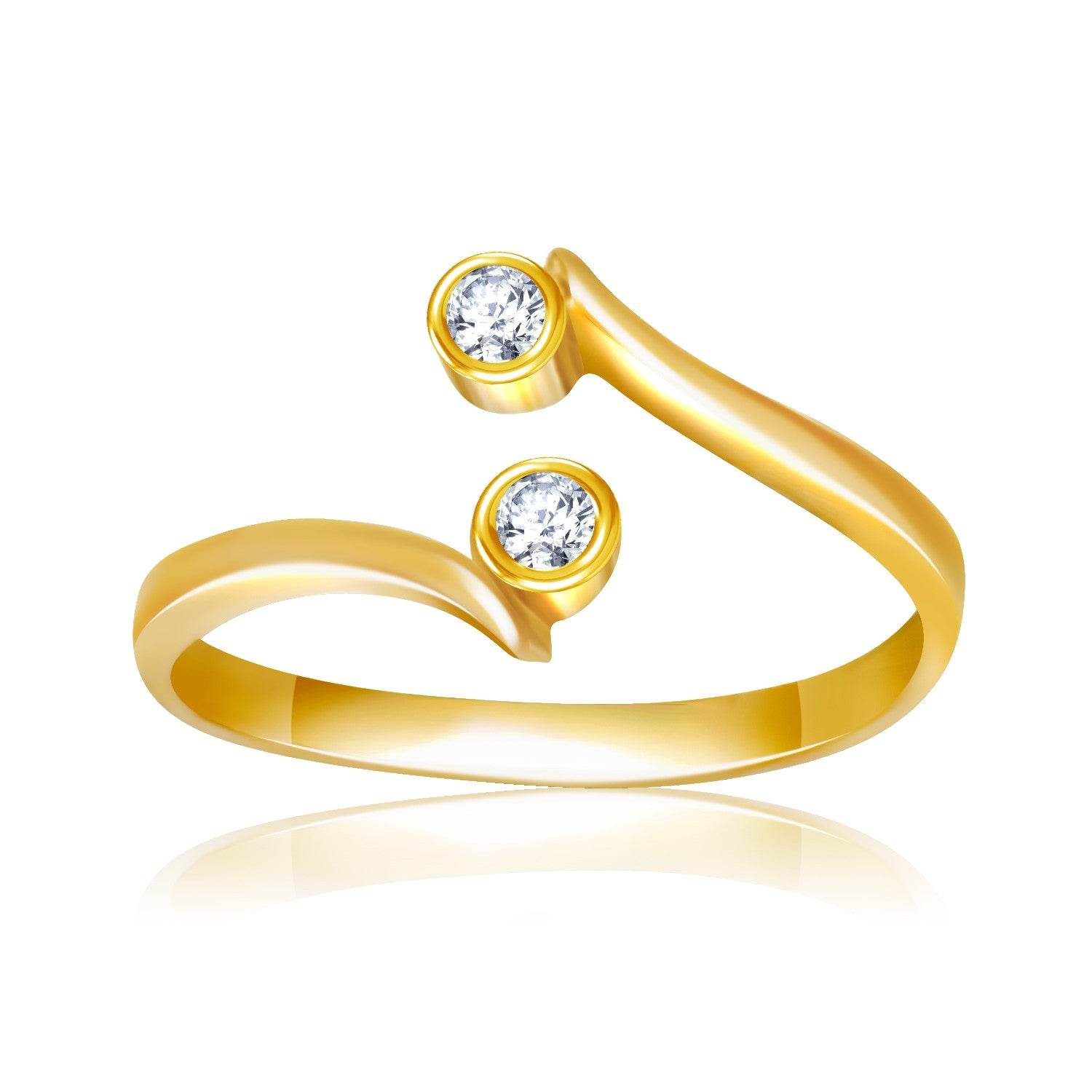 14k Yellow Gold Cubic Zirconia Accented Curve Ended Toe Ring - Sable Gold