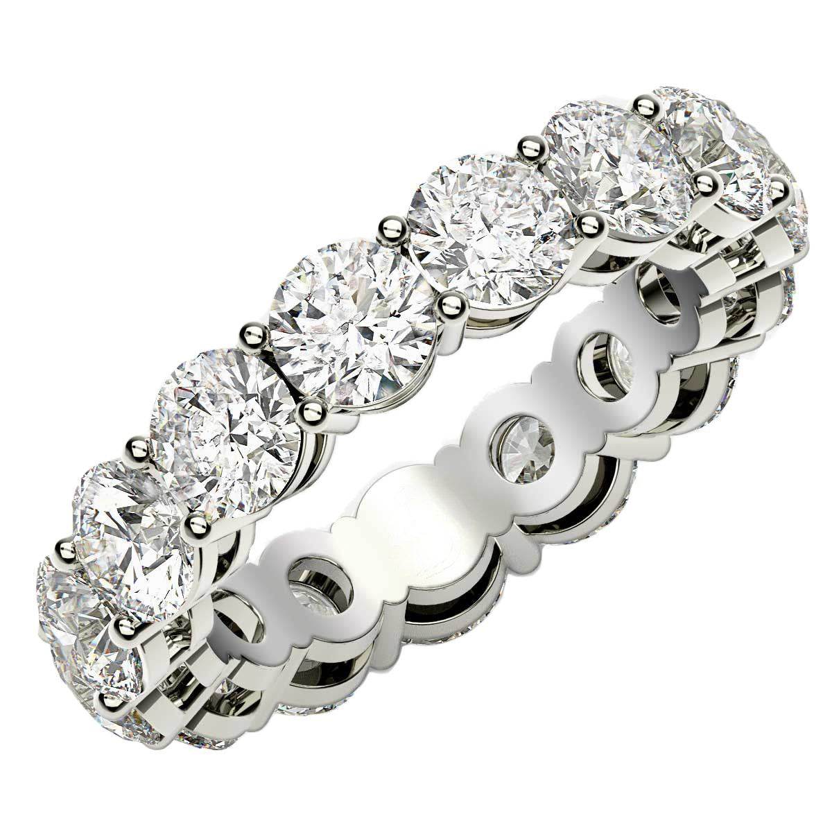 Round Cut Lab Grown Diamond Eternity Ring in 14k White Gold (5 cttw FG/VS2) - Sable Gold