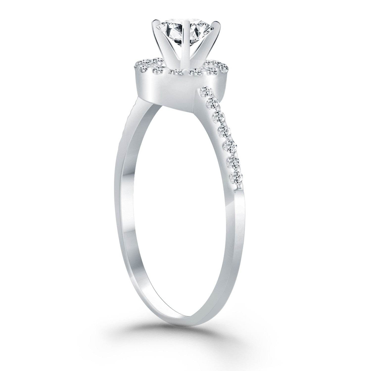 14k White Gold Diamond Halo Collar Engagement Ring - Sable Gold