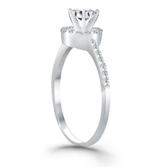 14k White Gold Diamond Halo Collar Engagement Ring - Sable Gold