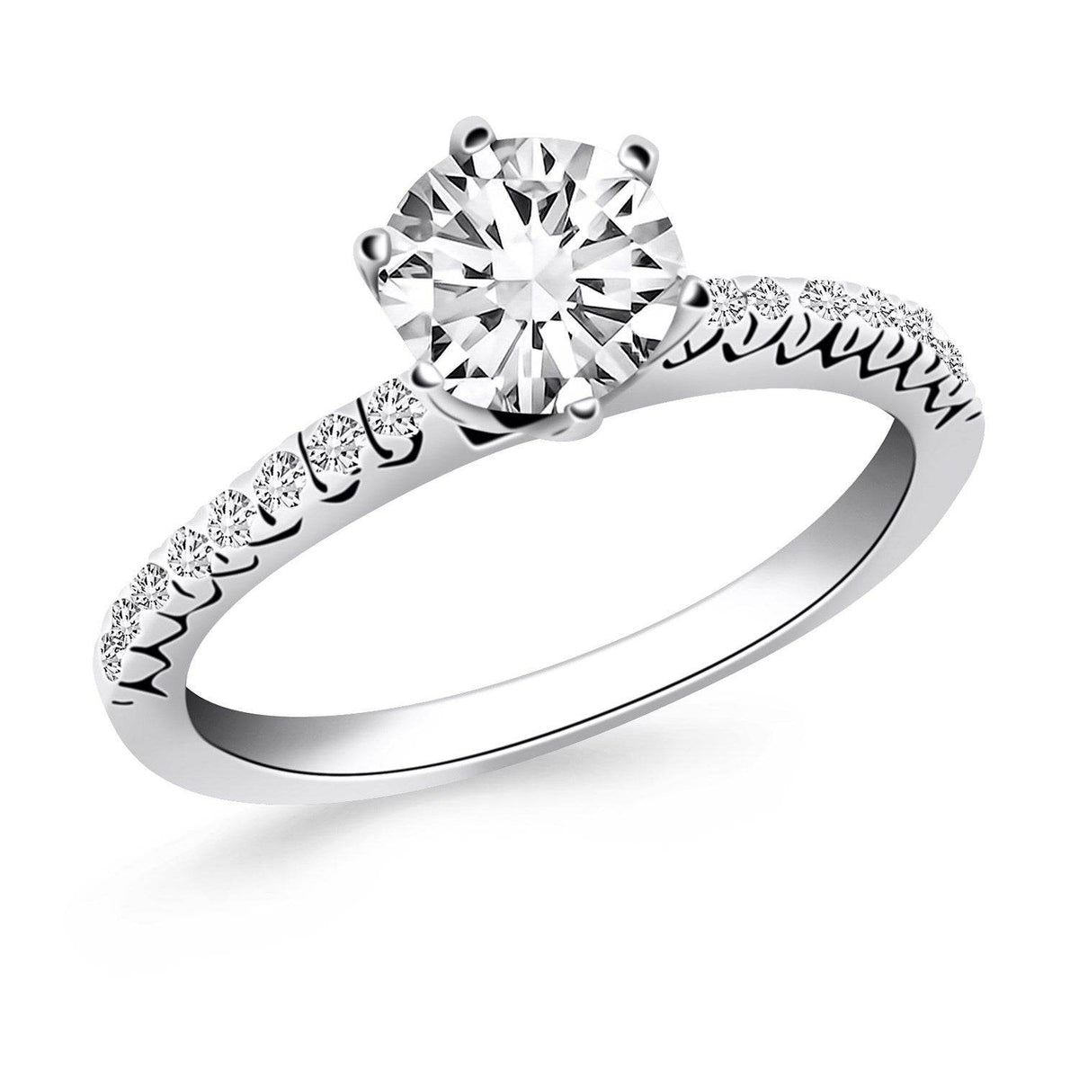 14k White Gold Engagement Ring with Fishtail Diamond Accents - Sable Gold