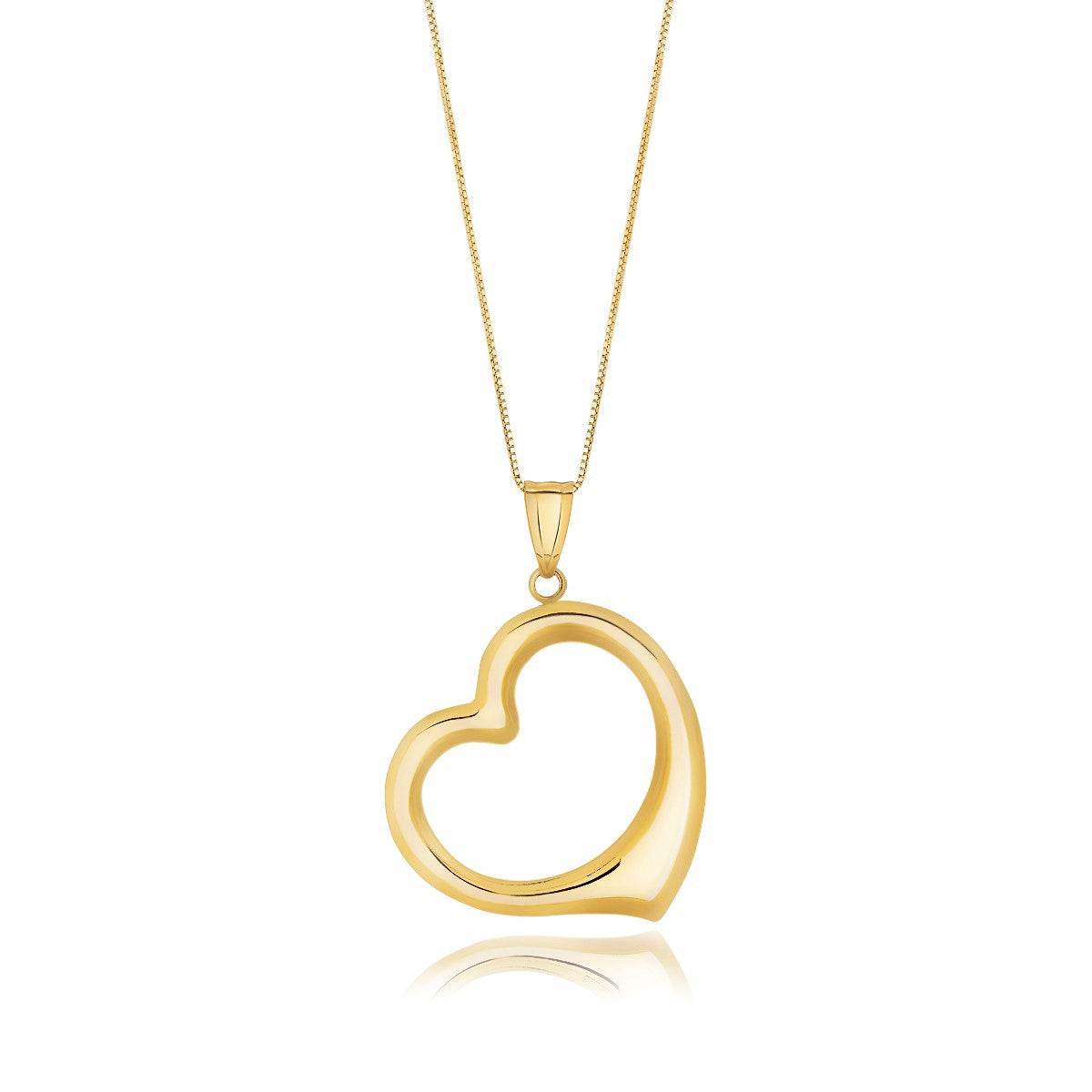 14k Yellow Gold Floating Heart Drop Pendant - Sable Gold