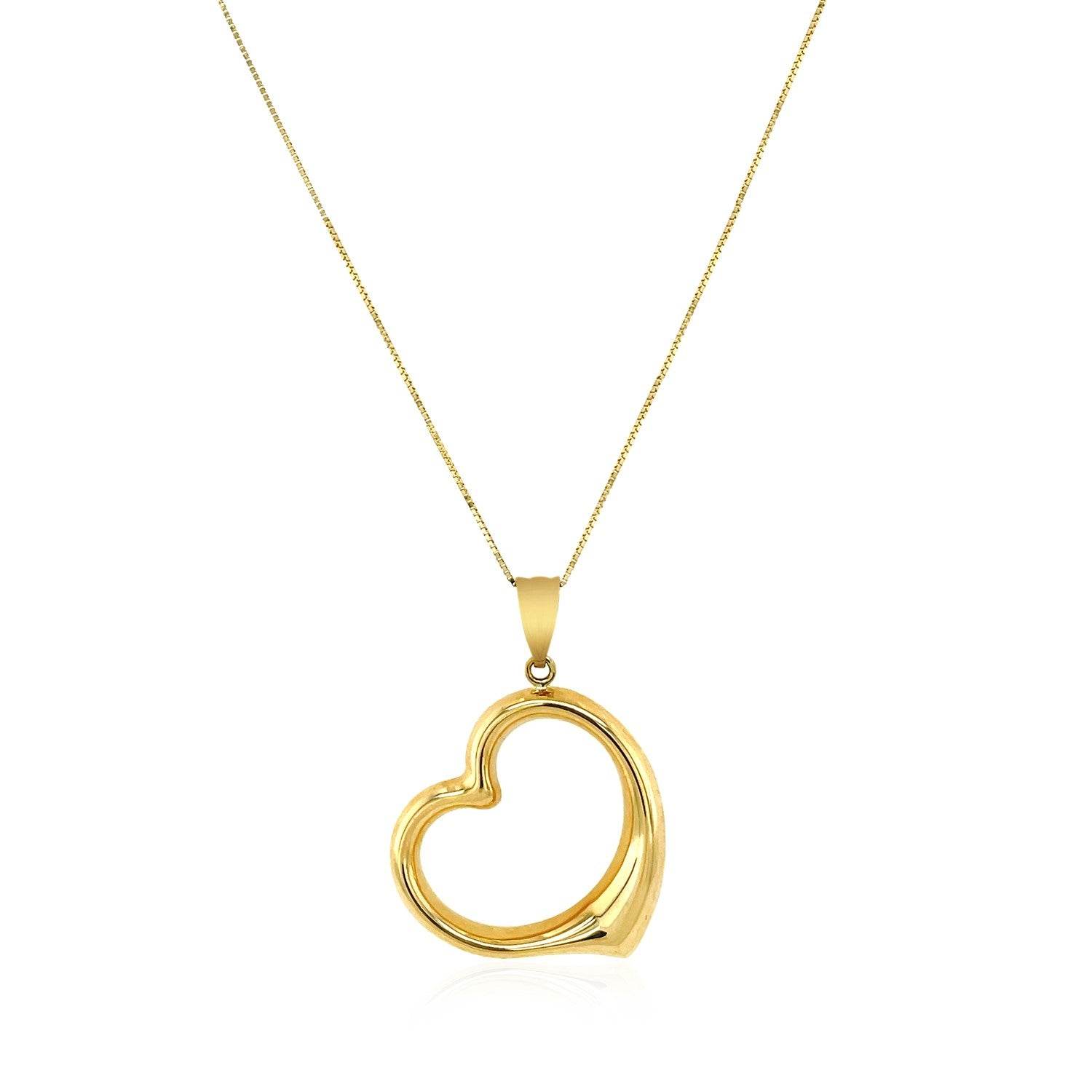 14k Yellow Gold Floating Heart Drop Pendant - Sable Gold