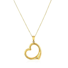 14k Yellow Gold Floating Heart Drop Pendant - Sable Gold