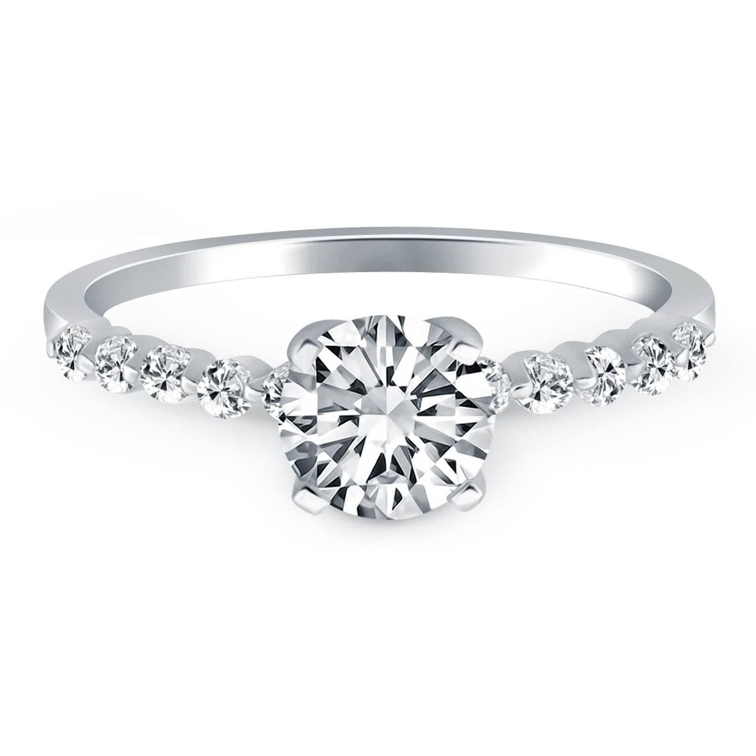 14k White Gold Diamond Engagement Ring with Shared Prong Diamond Accents - Sable Gold