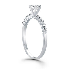 14k White Gold Diamond Engagement Ring with Shared Prong Diamond Accents - Sable Gold