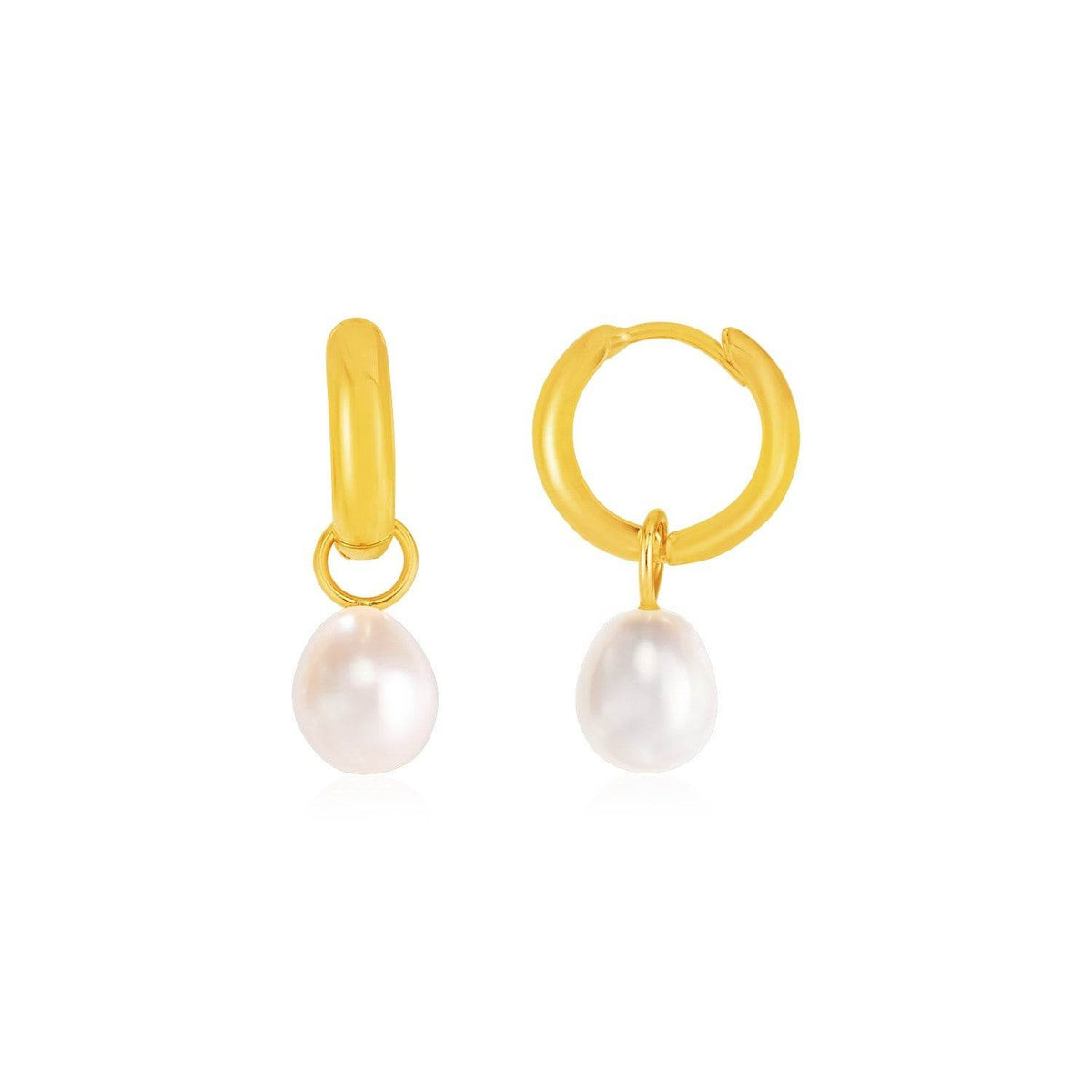 14k Yellow Gold Small Hoop Earrings with Pearls - Sable Gold