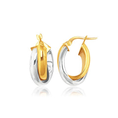 14k Two-Tone Gold Double Row Intertwined Oval Hoop Earrings - Sable Gold