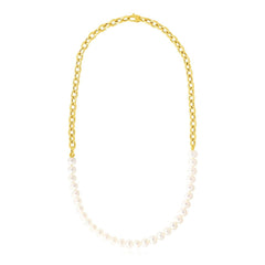 14k Yellow Gold Oval Chain Necklace with Pearls - Sable Gold