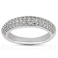 14k White Gold Triple Multi-Row Micro- Pave Diamond Wedding Ring Band - Sable Gold