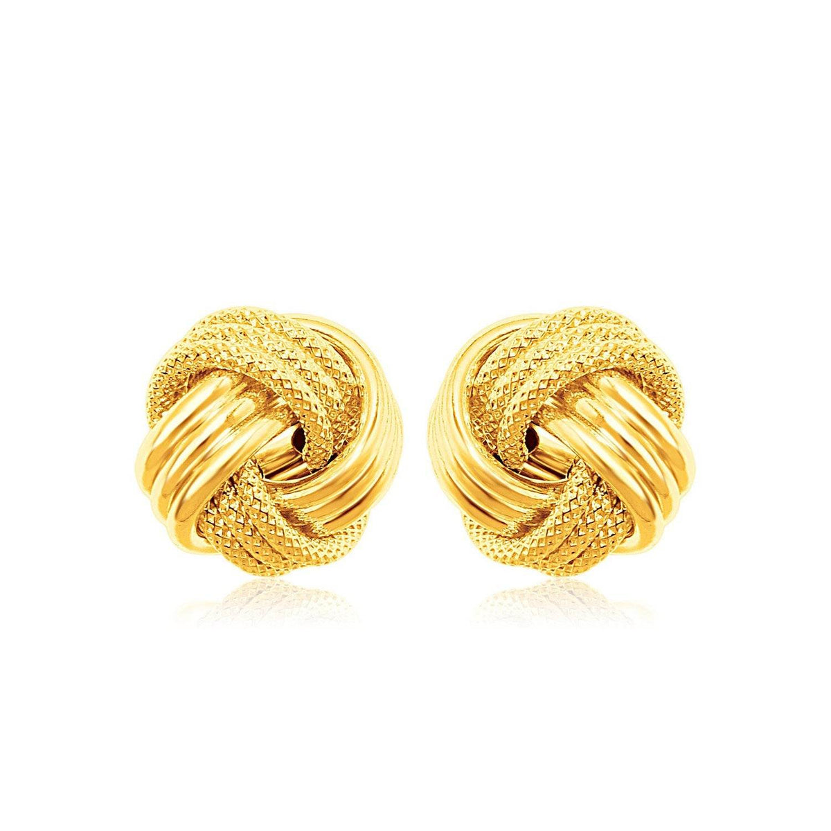 14k Yellow Gold Love Knot with Ridge Texture Earrings - Sable Gold