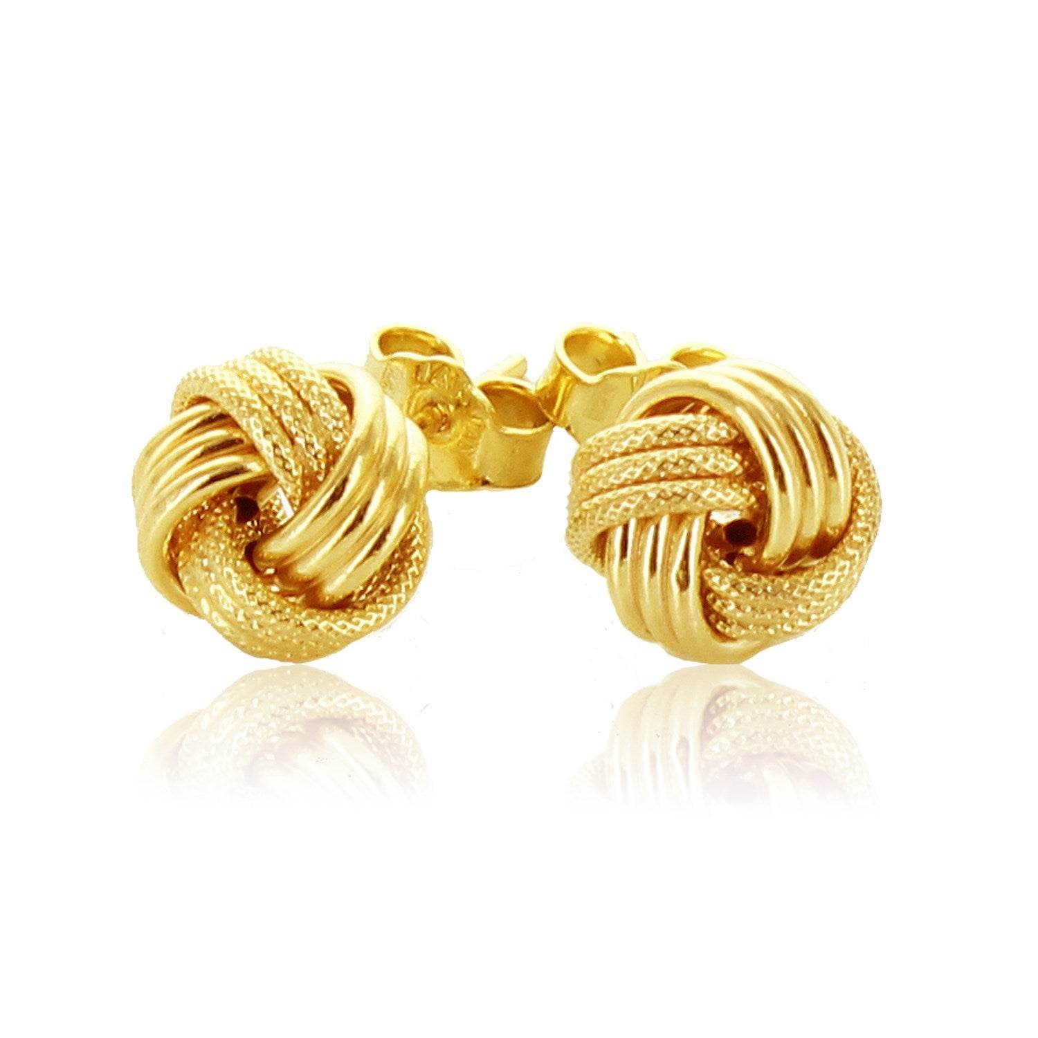 14k Yellow Gold Love Knot with Ridge Texture Earrings - Sable Gold