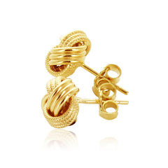 14k Yellow Gold Love Knot with Ridge Texture Earrings - Sable Gold