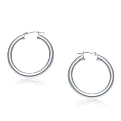 14k White Gold Polished Hoop Earrings (4x30mm) - Sable Gold