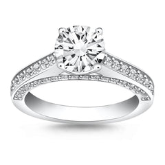 14k White Gold Pave Diamond Cathedral Engagement Ring - Sable Gold