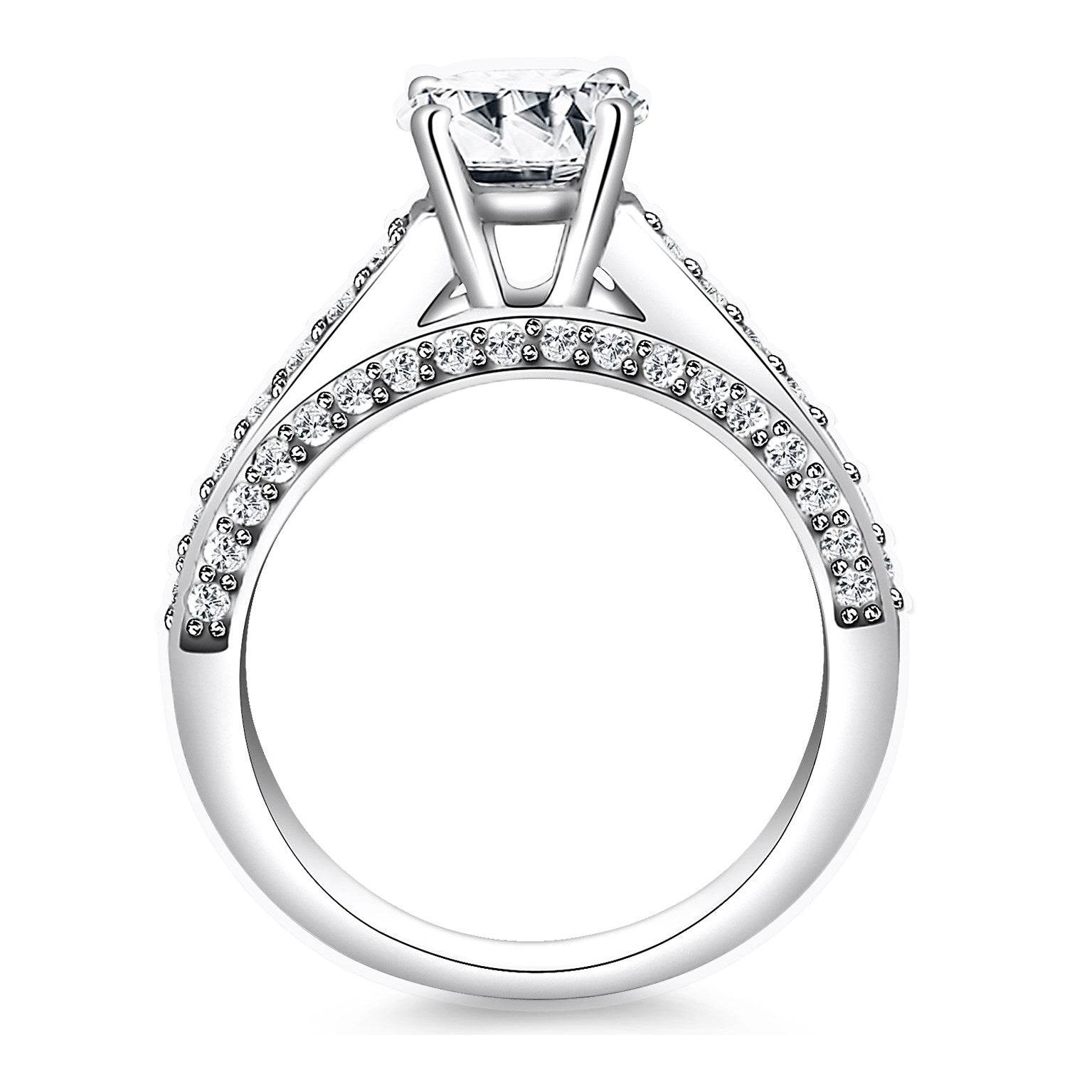 14k White Gold Pave Diamond Cathedral Engagement Ring - Sable Gold