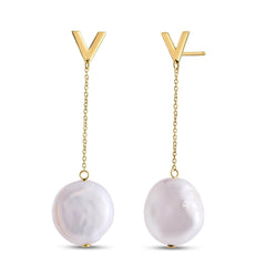 14k Yellow Gold Tesoro Pearl Drop Earrings - Sable Gold