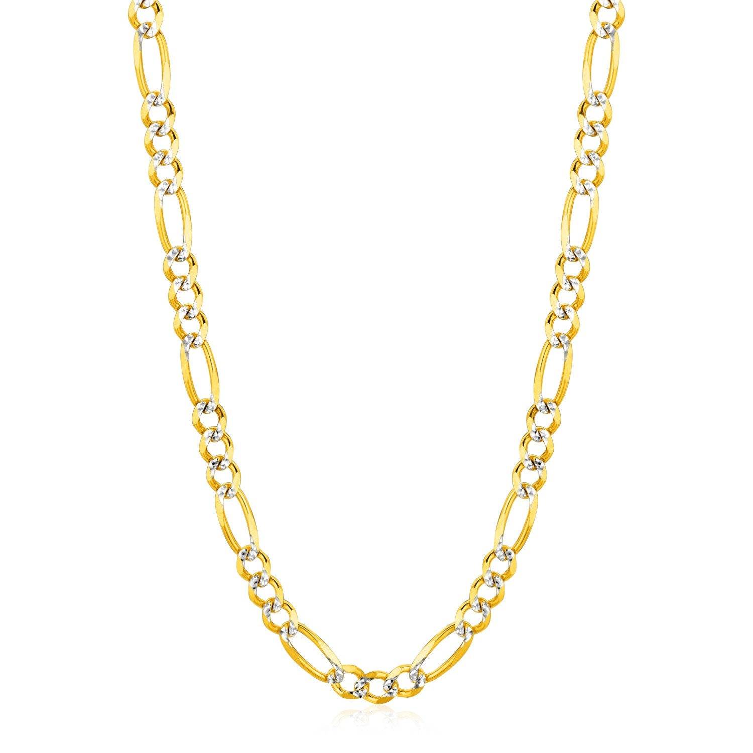 14K Yellow Gold Solid Pave Figaro Chain (5.90 mm) - Sable Gold