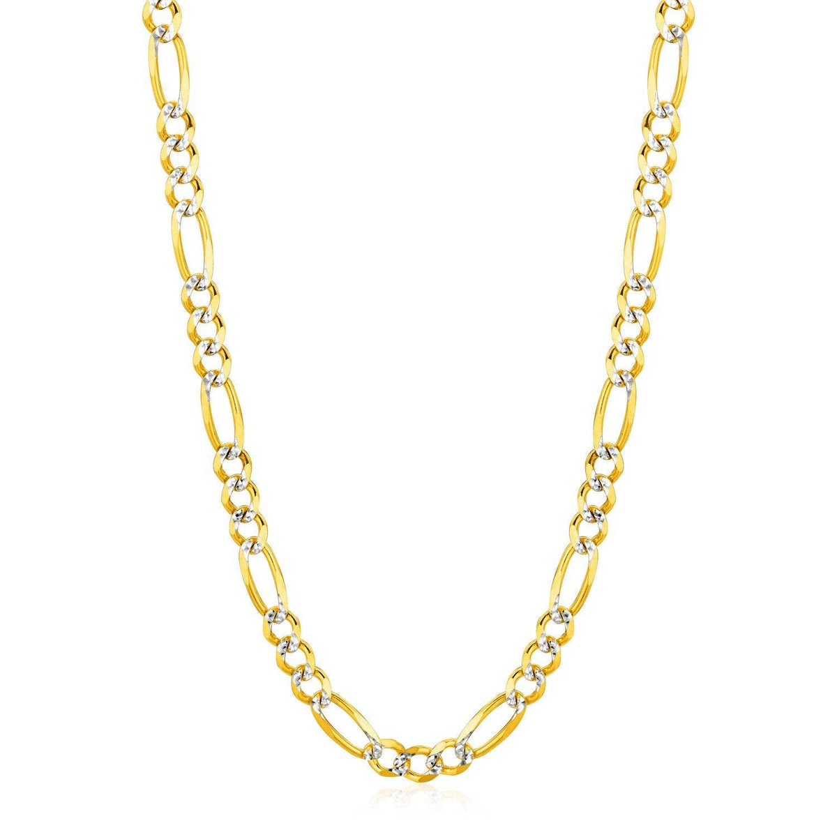 14K Yellow Gold Solid Pave Figaro Chain (5.90 mm) - Sable Gold