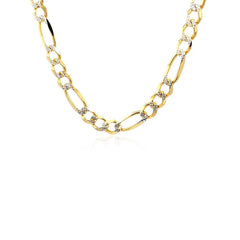 14K Yellow Gold Solid Pave Figaro Chain (5.90 mm) - Sable Gold