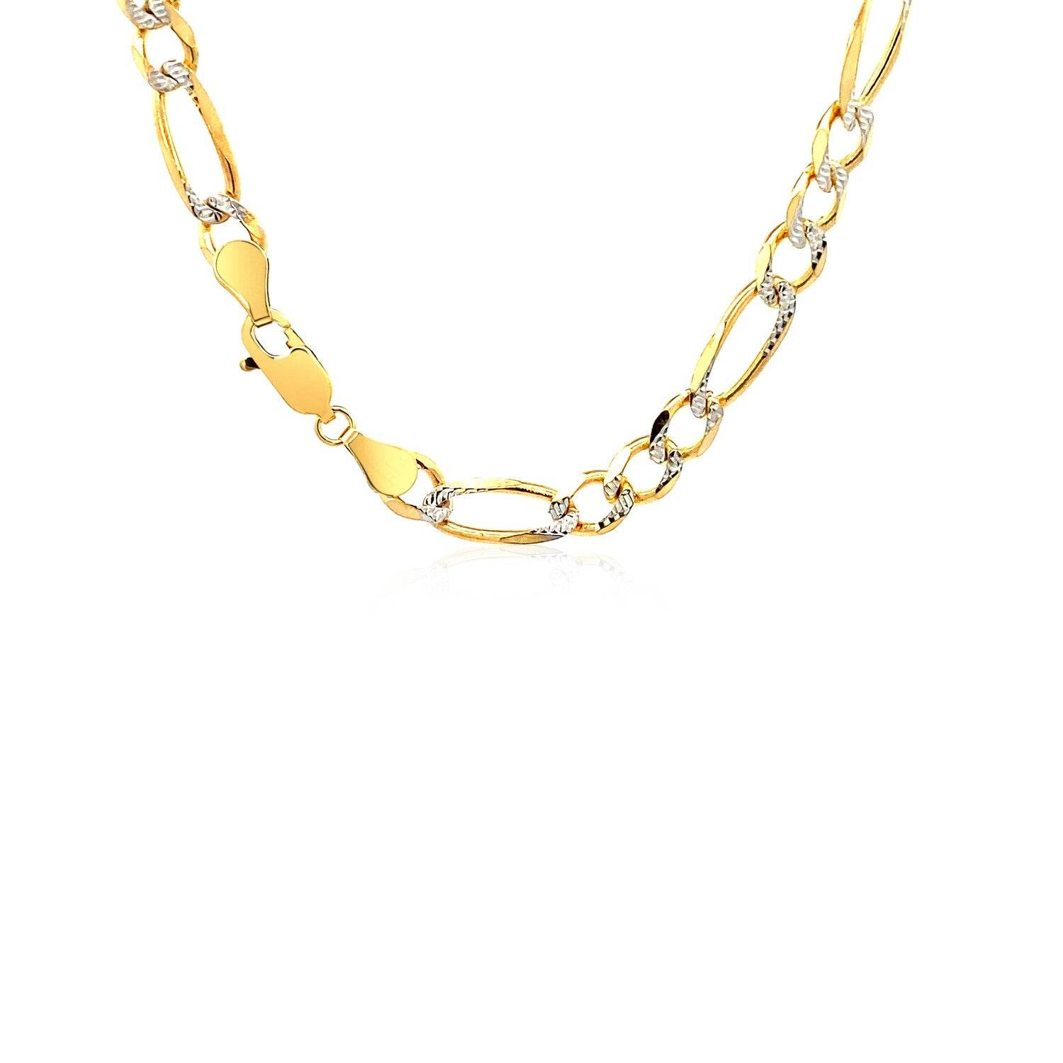 14K Yellow Gold Solid Pave Figaro Chain (5.90 mm) - Sable Gold