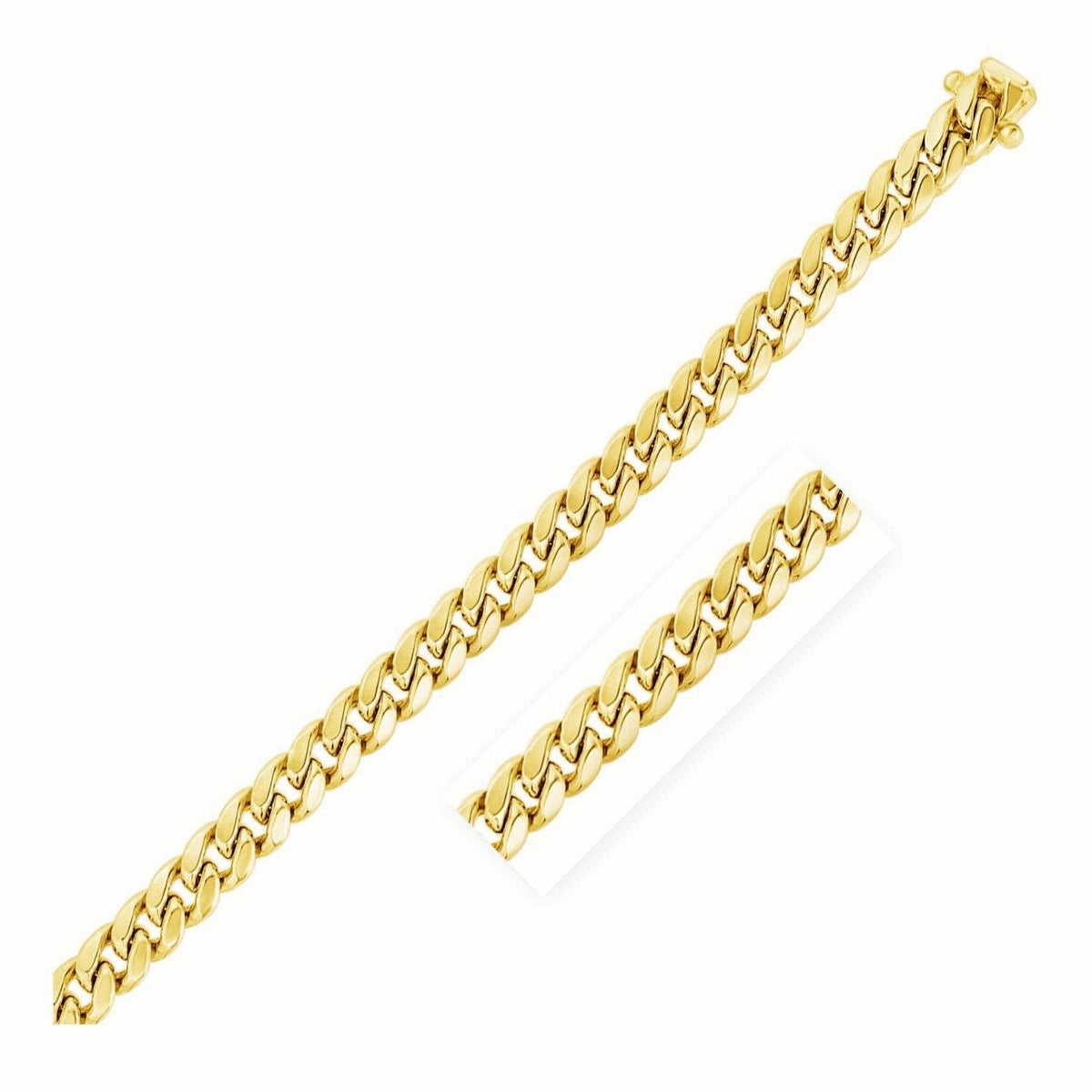 7.25mm 10k Yellow Gold Semi Solid Miami Cuban Chain - Sable Gold