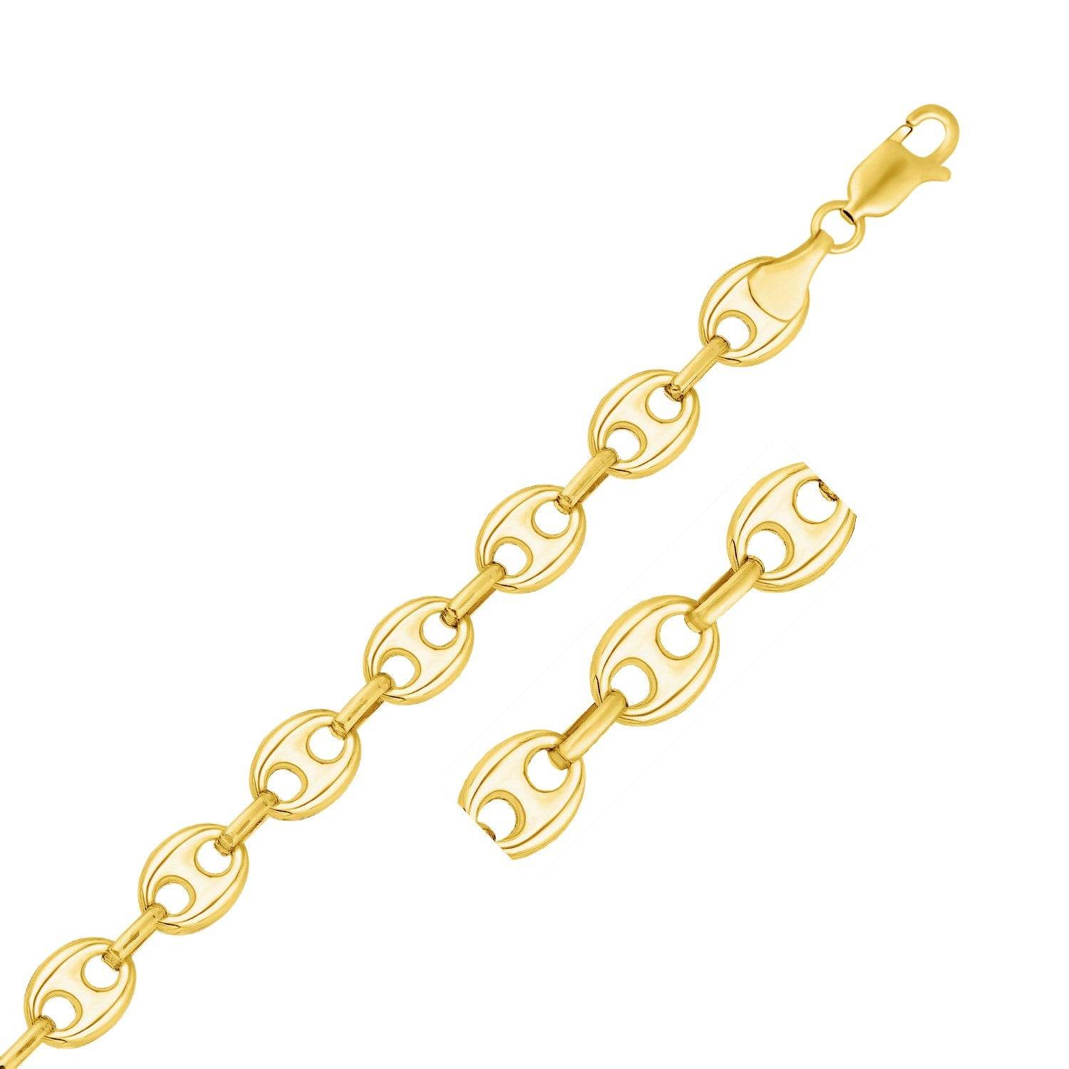 14k Yellow Gold Puffed Mariner Link Bracelet (11.00 mm) - Sable Gold