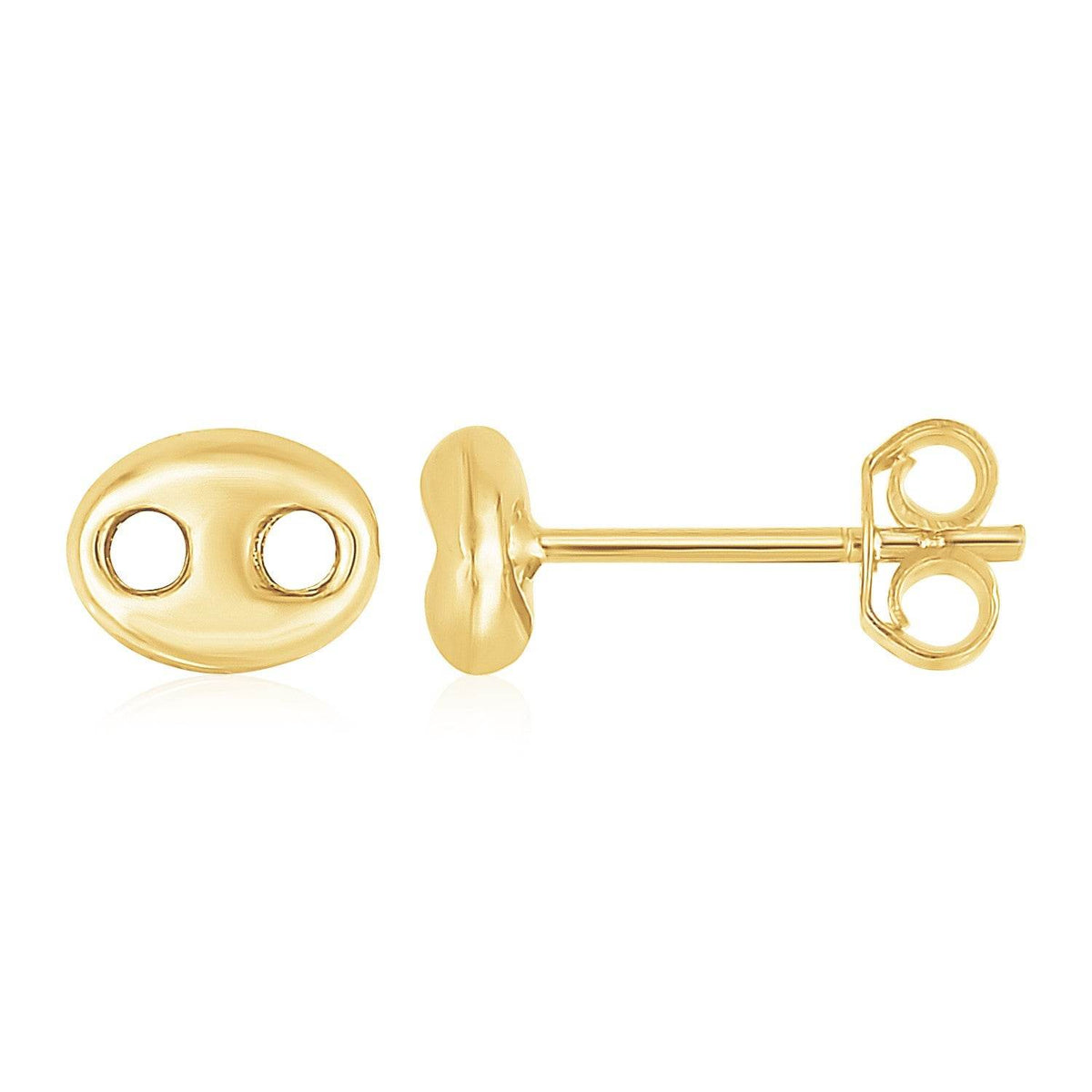 14K Yellow Gold Mariner Link Button Earrings - Sable Gold