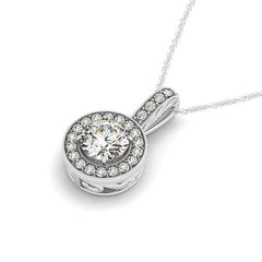 Milgrain Edge Diamond Halo Pendant in 14k White Gold (5/8 cttw) - Sable Gold