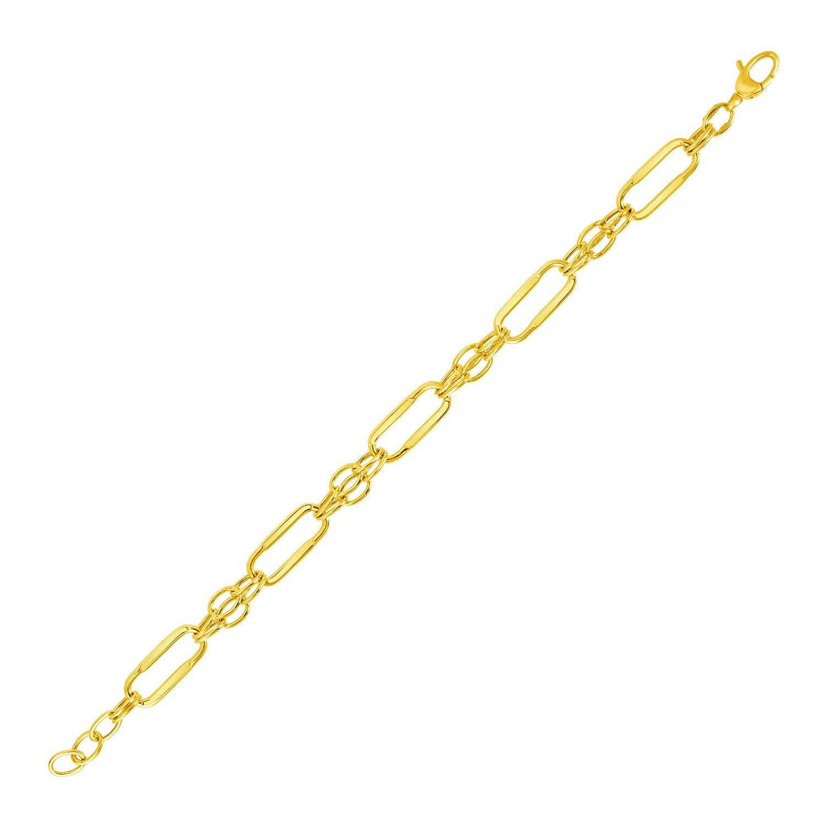 14k Yellow Gold Bracelet with Polished Rectangular Oval Links (8.20 mm) - Sable Gold