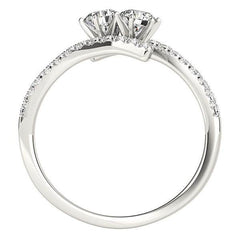 Two Stone Bypass Diamond Ring in 14k White Gold (3/4 cttw) - Sable Gold