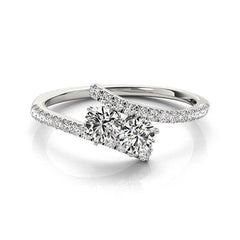 Two Stone Bypass Diamond Ring in 14k White Gold (3/4 cttw) - Sable Gold